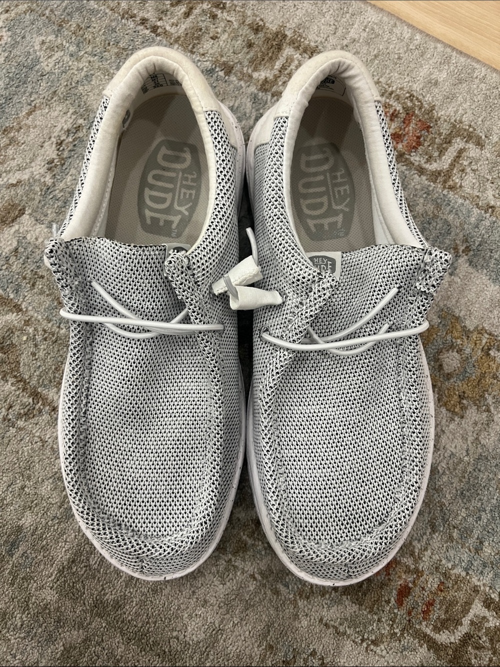 Hey Dude Lightweight Knit Slip-On Shoes in White/Grey MENS 8